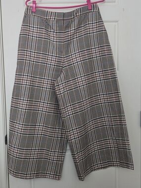 Massimo Dutti Plaid Gauchos/Wide Cropped Pants Size 12
